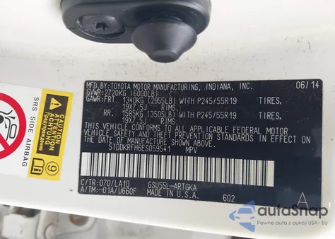 2014 Toyota Highlander Limited V6 from USA, damaged, VIN 5TDDKRFH6ES059541